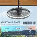 AHAWILL Outdoor Ceiling Fans with Lights, 20'' Gazebo Fan, Plug in Ceiling Fan for Patios, Pergola, Ceiling Fan with Remote Control, Hanging with Hook,Black