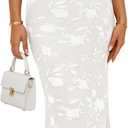 MEROKEETY Women's Summer Wedding Guest Maxi Dress 2026 Sleeveless Floral Bodycon Mesh Cocktail Formal Party Long Dresses, Small