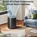 DREO Portable Air Conditioner 318S, 8000 BTU ASHRAE (5000 BTU DOE) Smart AC Unit for Bedroom with Drainage-free Cooling, Fan&Dehumidifier 3 in 1, APP/Voice/Remote, Quiet Standing AC for Room Indoors
