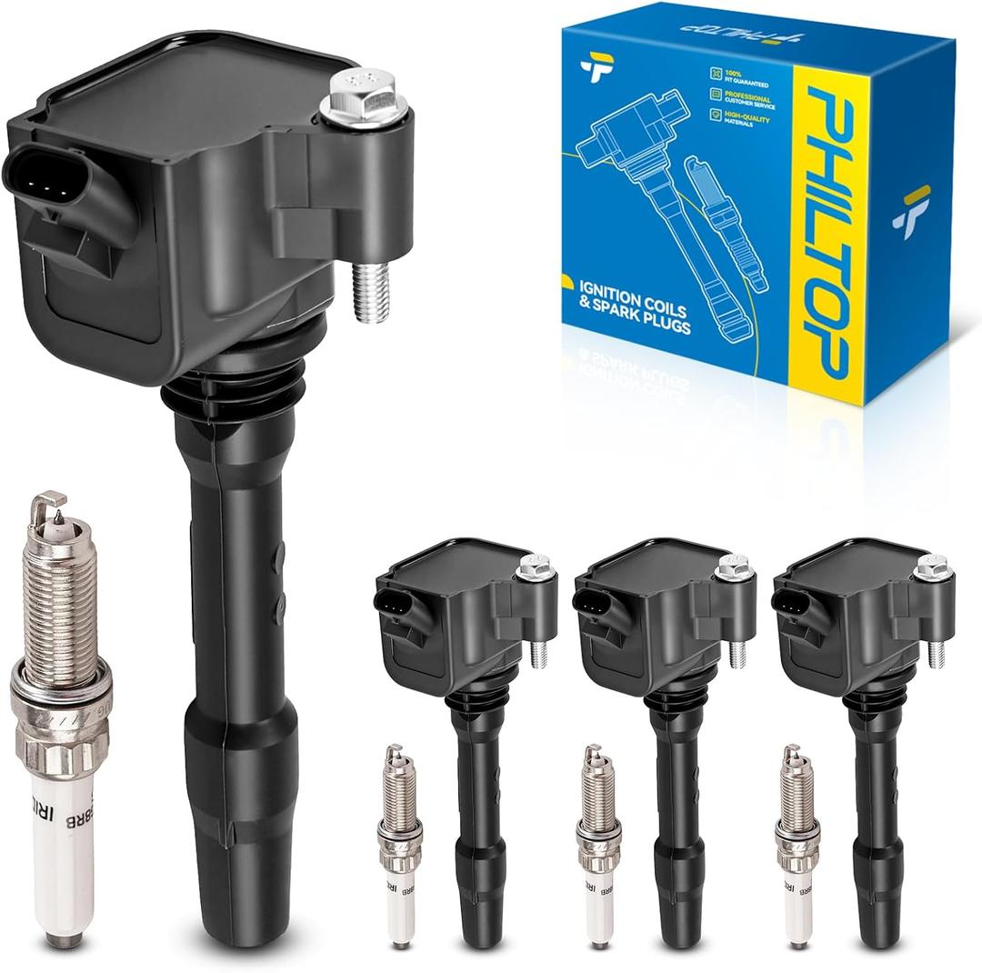PHILTOP Set of 4 Ignition Coil Pack and Iridium Spark Plugs Fits for Mini Cooper,Cooper Countryman,BMW X1,740i,330i xDrive,530i xDrive,530i,540i xDrive,330i GT xDrive,740i xDrive,740e xDrive,530e