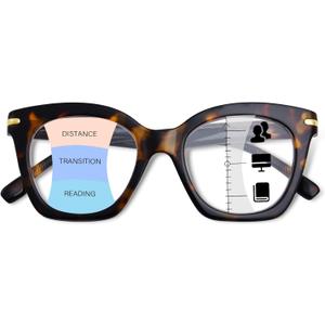 OPTOFENDY Progressive Multifocal Reading Glasses for Women, Oversized Blue Light Blocking Computer Readers Spring Hinge (Tortoise) 1.5x