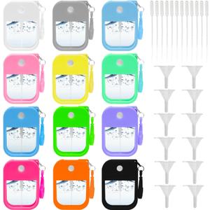 Jolbndcv 12 Pack Card Spray Bottle 38ml Portable Perfume Spray Bottle Mini Card Shape Reusable Sprayer Bottle Refillable Empty Bottles with Hook Funnels, Droppers
