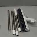 Floor Scrub Brush with Long Handle, 3 in 1 Scrape and Heavy-Duty Stiff Bristle Floor Scrubber Brush with Squeegee and Tweezer for Cleaning Tile Wall Deck Bathroom Patio Garage Kitchen (White)