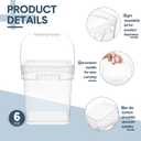 Domensi 6 Pcs Clear Square Bucket with Lid Food Ice Cream Plastic Buckets with Handle Reusable Freezer Containers Industrial Pails for Paint Storage for Kitchen Home(1.5 Gallon) (EXP 12/31/26)