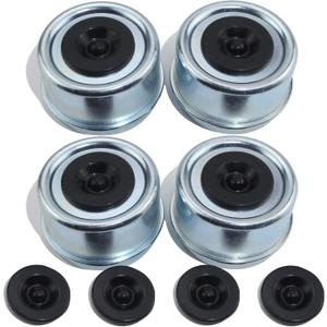 4PCS 2.44" Trailer Hub Cap,Trailer Axle Bearing Dust Cap Cup Grease Cover with 8 Rubber Plugs,Bolt Metal Trailer Axle Wheel Bearing and Hub Dust Caps for Most 5200 to 6000 Pound Axles Dexter