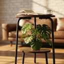 TREEZITEK 2 Tier Short Plant Table Indoor, Small Plant Stand Round Flower Pot Stand,17.8 Inch Tall Corner Plant Holder for Living Room, Balcony,Small Side Table for Coffee and The Remote