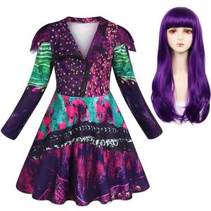 MetCuento Girls Halloween Costume with Wig Girls Zipper Jacket Long Sleeve Dress Kids Halloween Dress up Outfit, size 3-4