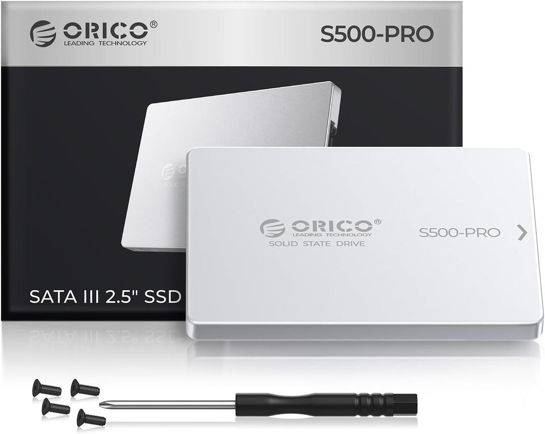 ORICO 2TB SATA SSD 2.5" Internal Solid State Drive, up to 550MB/s, 3D NAND SATA III SSD with Aluminum Shell, for Desktop Laptop PS4 NAS DIY External Drive - S500PRO