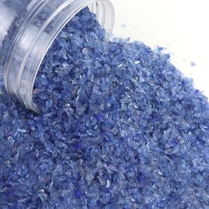 LePe Crushed Fire Glass, Translucent Broken GlassDecorative for Resin Art, Fire Pits, Potted Plants, Garden and Indoor Use, 3-6mm Fire Pit Glass, 1 Pound in Jar(Azure Blue)