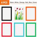 Eco-Friendly A4 Cardboard Photo Frames Set of 6 - Removable Adhesive Ultra-Thin Frames for 21x29.7cm Pictures/Documents,No-Residue Easy Peel for Wall,Glass,Tile (White,Black,Green,Blue,Orange,Red)