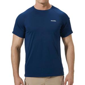 Men's Rash Guard Swim Shirts Short Sleeve UV Sun Protection Quick Dry UPF 50+ SPF Fishing Beach Water Shirt (3X-Large, Navy Blue)