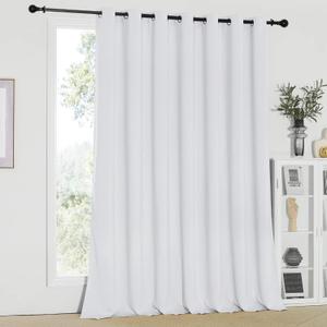 NICETOWN Room Divider Curtain, Sliding Door Curtain, Wide Width Thermal Drapes, Absorb Noise, Room Darkening, Vertical Blinds for Patio Door (Greyish White, Width 100 inches, Length 95 inches)