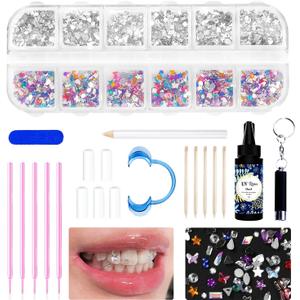 Duoduobuy 1800Pcs Gems Kit, DIY Fashionable Crystals Jewelry Kit- Artificial Diamonds Ornaments for Proud Smile