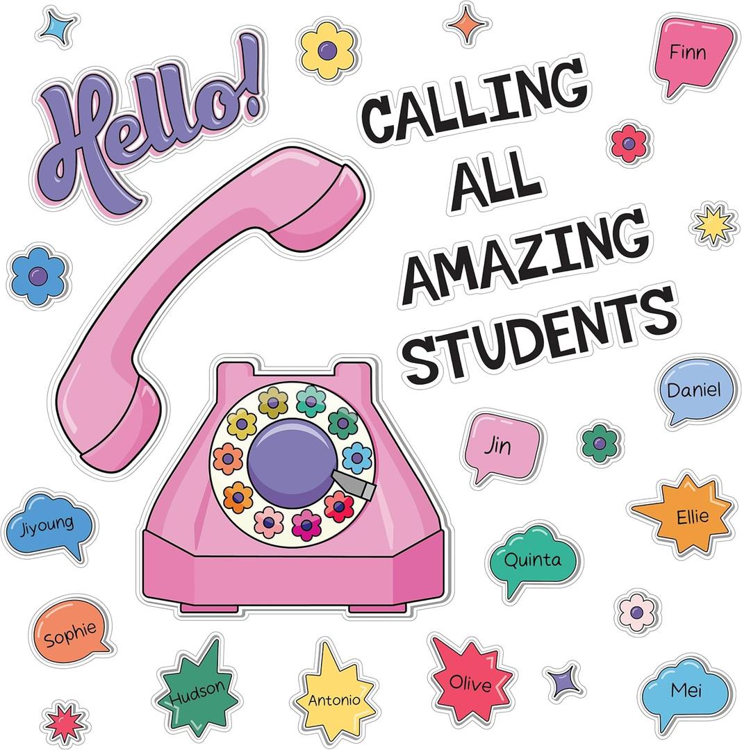 Carson Dellosa Retro Remix 71PC Welcome Bulletin Board Set, Inspirational Wall Art for Back to School Decorations, Chalkboard, and Classroom Decor, Groovy Teacher Supplies