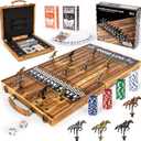 ropoda Upgraded 23 inches Horse Race Board Game with 11 Upgraded Luxury Horses,Foldable Wood Horse Racing Board Game with 100 Pcs Chips,2 Dice and 2 Boxes of Cards,Vintage Color