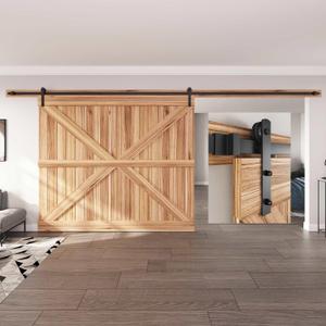 EaseLife 16 FT Heavy Duty Sliding Barn Door Hardware Track Kit,Straight Pulley,Slide Smoothly Quietly,Easy Install (16FT Track Kit for 96" Wide Single Door)