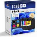 LC3013XL Ink Cartridges 4 Pack High Yield Replacement for Brother LC3013 LC3013 XL Work with MFC-J491DW MFC-J497DW MFC-J895DW MFC-J690DW Printers (BK/C/M/Y)