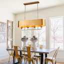 42” Brass Metal Linear Chandelier 4-Lights Adjustable Modern Industrial Pendant Light for Kitchen Island Dining Room Living Room, UL Listed