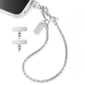 SRDZ Cellphone Wristlet Copper Lanyards，Silver Metal Safety Detachable Anti Theft Phone Chains Cell Phone Charm Strap Wrist Bracelet，2 Patches 1 Lightweight Wristlet Phone Leash Lanyard For Women Girl