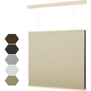 MYshade Top Down Bottom UpTDBU Cellular Shades, 1.5 inch Cordless Blackout Honeycomb Pleated Blinds for Windows Home Bedroom Office, Light Control, Thermal Insulated, 19 "W x 36" H, Beige