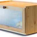 Bamboo Bread Box for Kitchen Counter-Large Capacity Bread Storage Container Farmhouse Bread Box with Window Bread Holder