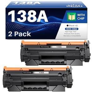 138A Black Laserjet Toner Cartridge Compatible Replacement for HP 138A Black Toner W1380A 138X W1380X to Use with HP Laserjet Pro MFP 3101fdw Toner, Pro 3001dw 3001fdw Printer (2-Pack, with Chip)