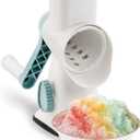 Rotary Ice Shaver with Handle Manual Hand Crank Snow Cone Maker Machine Qucik Shaved Ice Maker with Suction Feet, All Ice Cubes Fitted.Premium Portable Ice Crusher and Shaved Ice Machine. (White)