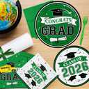 Green Graduation Plates and Napkins Class of 2026 Grad Congrats Party Supplies Disposable Paper Plates Napkins for 2026 Graduation Party Decorations, Serve 50