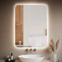 EOGOW Backlit Mirror for Bathroom,36"x24" Backlit LED Bathroom Mirror Wall Mounted with Anti-Fog,Stepless Dimmable,3 Color Lights,High Lumen, UL Listed,Tempered Glass