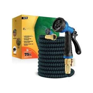 Flexi Hose Lightweight Expandable Garden Hose, 100FT -Retractable Garden Hose, Water Hose - No-Kink Flexibility, 3/4 Inch Solid Brass Fittings and Double Latex Core (Black)