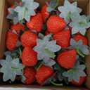 Lyrow 100 Pieces Artificial Strawberries 2.2inch/2.76inch/3.35inch Faux Realistic Strawberry Decor Plastic Simulation Fake Lifelike Fruit for Photography Prop Cabinet Party(Cute)