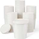 JOLLY PARTY 50pack 16oz Paper Soup Containers with Lids, Disposable Paper Food Cups, Ice Cream Cups, Food Storage with Lids, Microwavable and Freezer Safe, Suitable for Christmas Thanksgiving (White)