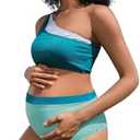 MOMOOD Maternity Swimsuit Two Pieces Bikini Set High Waisted Pregnancy Bathing Suit L