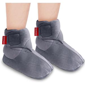 Microwavable Booties and Feet Warmers for Women & Men Microwave Heated Foot Warmer Moist Heat Therapy for Cold Feet Relieving Stiffness, Sore Muscles, Plantar Fascitis, Gray, L
