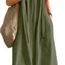 YESNO Casual Wide Leg Jumpsuits for Women Boho Floral Pleated Overalls Rompers Summer Outfits with Pockets S P0D Solid Army Green (Green, S)