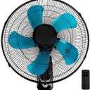 18 Inch Wall Mount Fan with Remote Control Wall Mounted Oscillating Fan with 3 Speed Settings,Adjustable Tilt and Timing for Bedroom 18in Metal Fans Blade Blue 1 Pack