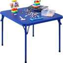 Folding Square Table, Card Table with Vinyl Padded Top, Foldable Activity for Indoor/Outdoor Use, Perfect for Picnic, Playtime and Learning, 23.5" W X 23.5" D X 20.5" H, Blue