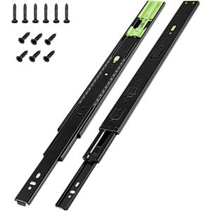 10 Pairs | Soft Close Drawer Slides 22 inch, HBL Heavy Duty Cabinet Drawer Slides Replacement - Ball Bearing Full Extension, 200 LB Capacity, Made of Cold-Rolled Steel, Rust-Resistant & Long-Lasting. (Black)