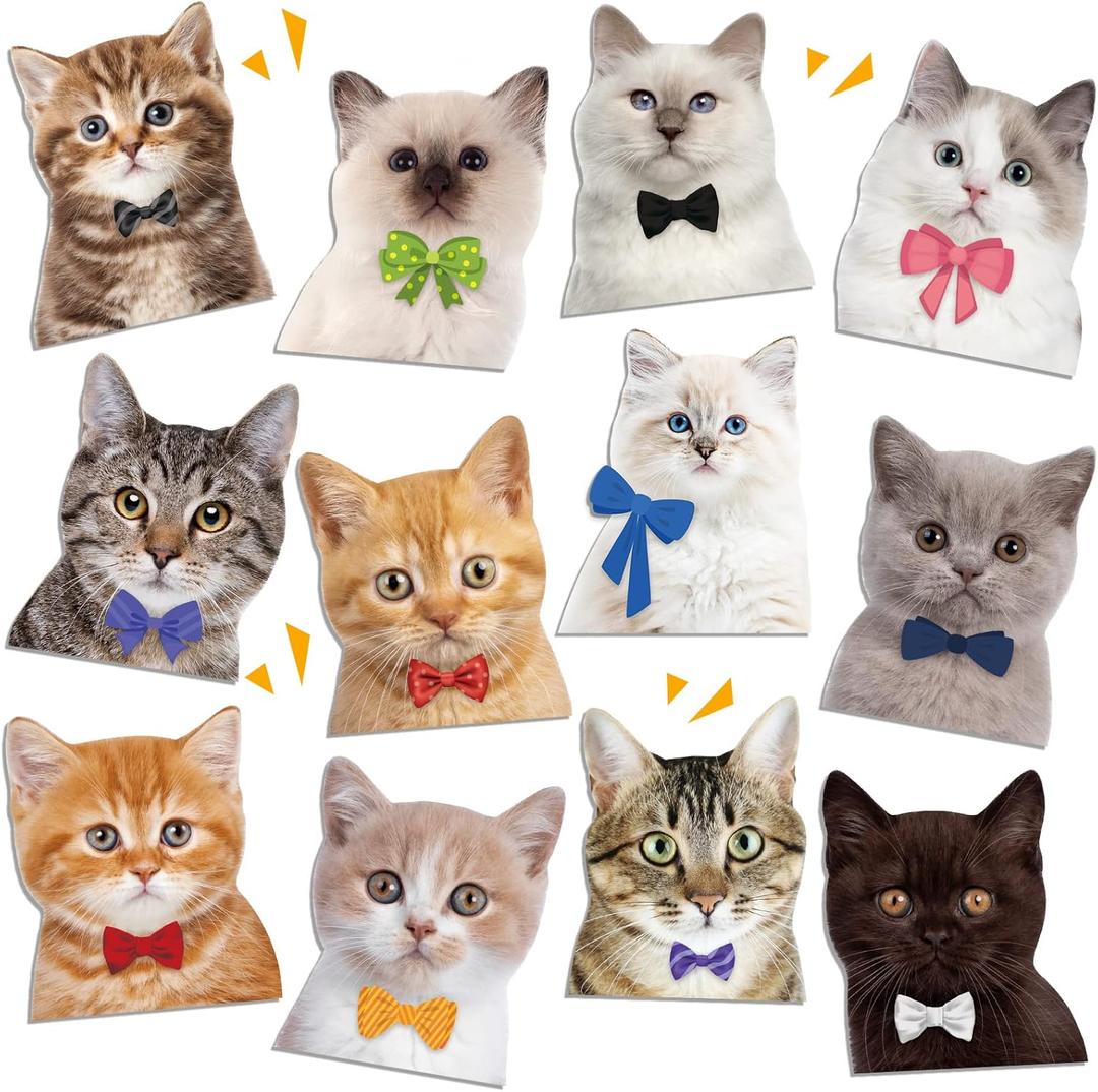 Ecally 12 Pcs Cat Magnets for Refrigerators Cruise Door Decorations Magnetic Cat Funny Magnets for Ship Door Locker Reusable Magnetic Sticker Home Kitchen Office Car