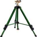 Impact Sprinkler on Tripod Base, Heavy Duty Brass Sprinklers for Yard Lawn Garden, 0-360 Degree Large Area Coverage, 3/4 Inch Connector Extension Legs Flip Locks with Brass Sprinkler Head