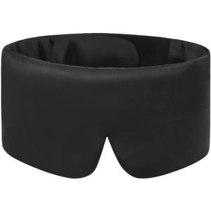 Weighted Facemask Silk ALASKA BEAR Eye Mask for Sleeping, Wraparound Style Compression, Wide Headband and Large Coverage Ears for Sound-muffling, Microwavable Beads Filled