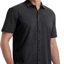 VEBOON Men's Short Sleeve Button Down Shirts Cotton Lightweight Stretch Moisture Wicking Dress Shirt with Pocket (S)