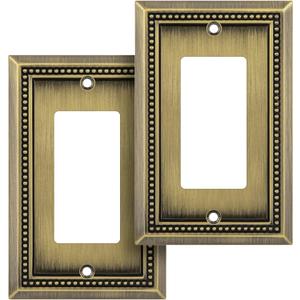 Henne Bery Sunken Pearls Heavy Duty Decorative Wall Plate Switch Plate Outlet Cover (Single Decorator, 2 Pack, Antique Brass) (Single Decorator 2PK)