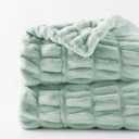 BATTILO HOME Large Faux Fur Throw Blanket for Couch, Sage Green Throw Super Soft Cozy Blanket, Double Side Ruched Rabbit Fur Blanket for Bed, Living Room, 60"x80"