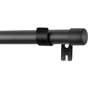 Drapery Window Curtain Rods-1 Inch Adjustable Heavy Duty Curtain Rod With Brackets. 66 to 120 Inch,Black (66-124)