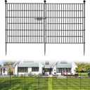 10 Panels No Dig Decorative Outdoor Garden Fence with Gate for Yard, 32 in(H) X 23.6 ft(L) Animal Barrier Fencing Rustproof Metal Wire Panel Border for Dog, Rabbits, and Patio Temporary Ground Stakes (10 Panels-23.6 ft(L) X 32 in(H) with Gate)