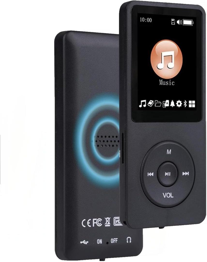 128GB MP3 Player with Bluetooth - with Built-in HD Speaker, Voice Recorder, HiFi Sound, E-Book - Portable Music Player for Kids (Included Earphones) (black)
