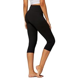 Conceited High Waisted Ultra Soft Leggings for Women - Full Length, Capri Length and Biker Shorts, Black, XXL