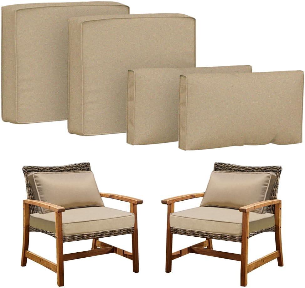 Covers for 4Pcs Patio Cushion 24.8X24.8x3.5inch Outdoor Furniture Cushion Slipcovers Replacement with Zipper Seat and Backrest Cover for Garden and Backyard (Coffee, 24.8X24.8x3.5inch(4Pack))