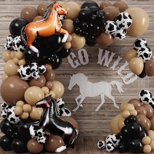 ALL-IN-1 Western Balloon Arch Kit with BONUS Horse Balloons for Western Party Decorations - Cowboy Balloon Arch Kit for Westerns Baby Shower Decoration & Cow Party Decorations - Westerns Balloons (Dark Brown, Light Brown, Black)